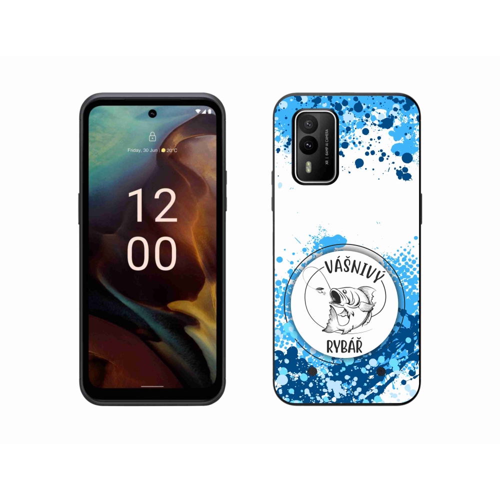 Zselés borító mmCase a Nokia XR21 készülékhez - szenvedélyes halász fehér háttérrel