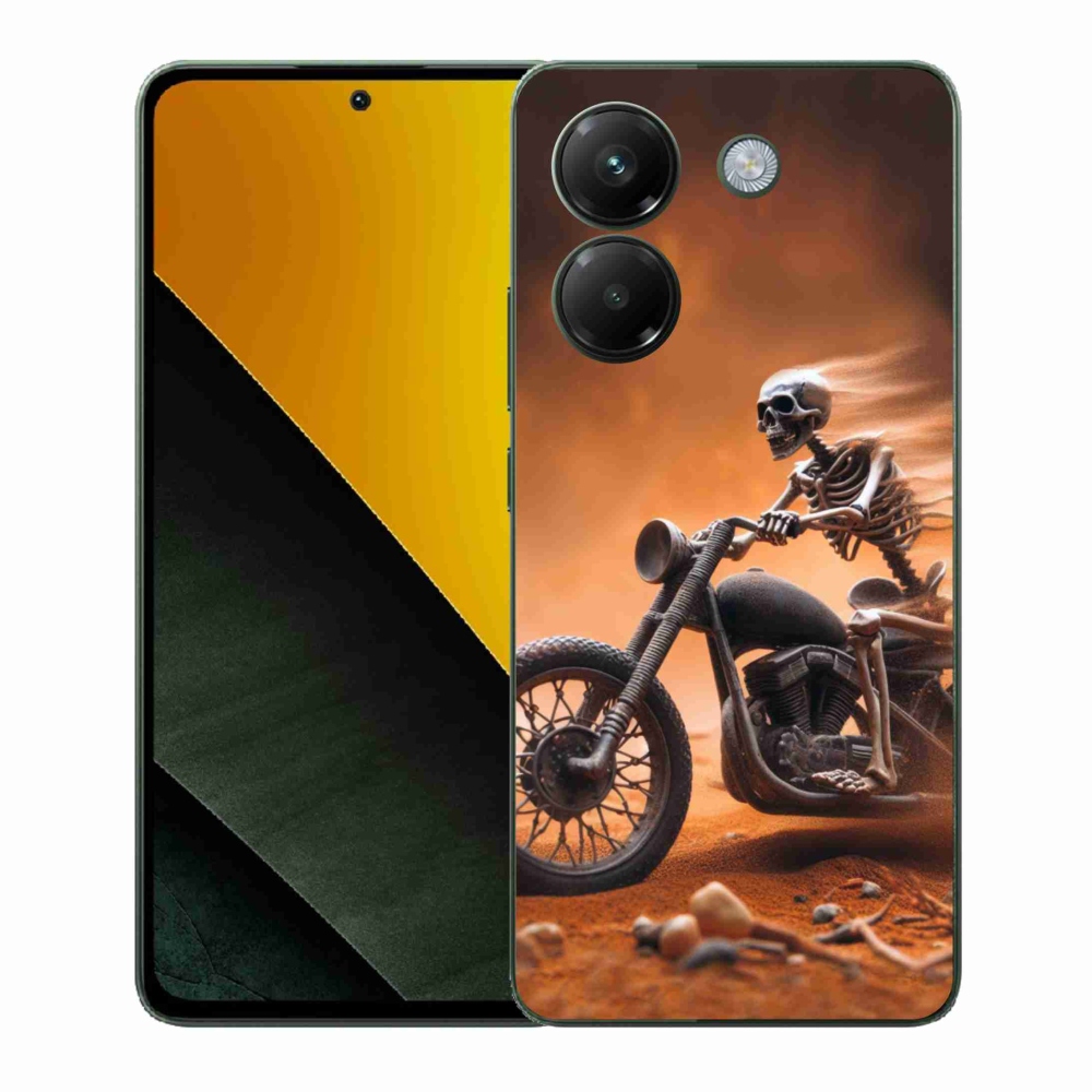 Gél borítás mmCase a Xiaomi Poco M7 Pro 5G számára - csontváz egy motorkerékpáron