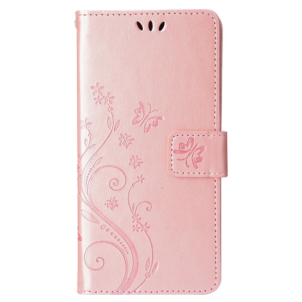 Virágok könyvtáska iPhone 15 Pro készülékhez - rózsaarany