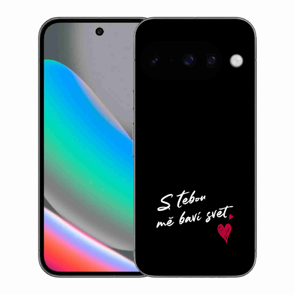 Gél borító mmCase a Google Pixel 10 készülékhez - szerelmes szöveg 1 fekete háttér