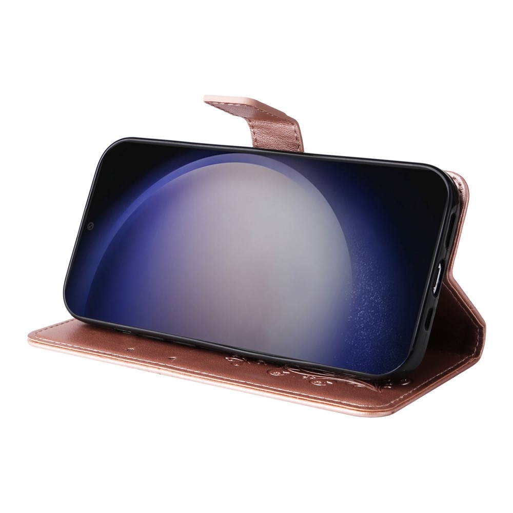 Nagy pillangó könyv tok Samsung Galaxy S25 készülékhez - rózsaarany