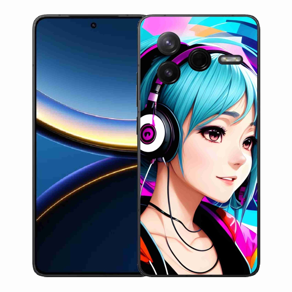 Gél borítás mmCase a Xiaomi Poco F7 Pro-hoz - lány fejhallgatóval