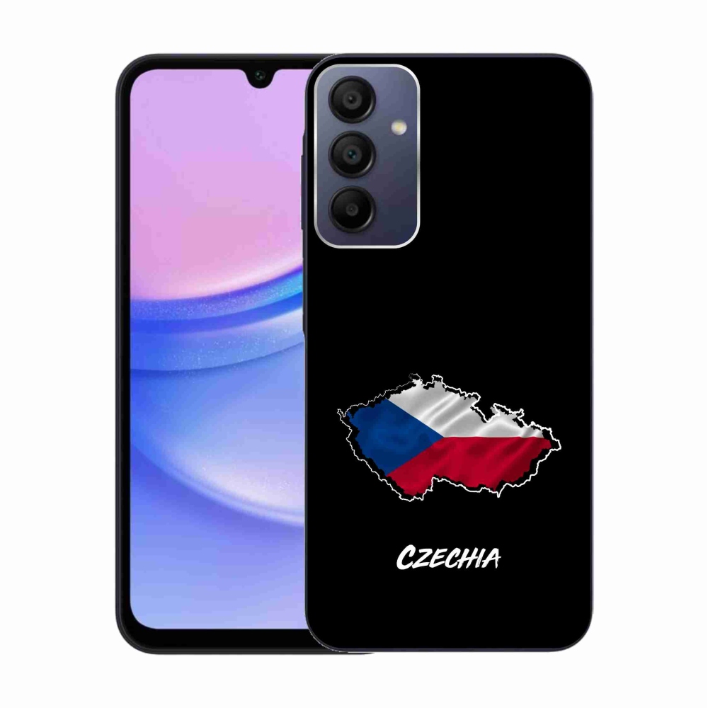 Zselés borítás mmCase Samsung Galaxy A15 4G/5G - Csehország fekete háttérrel