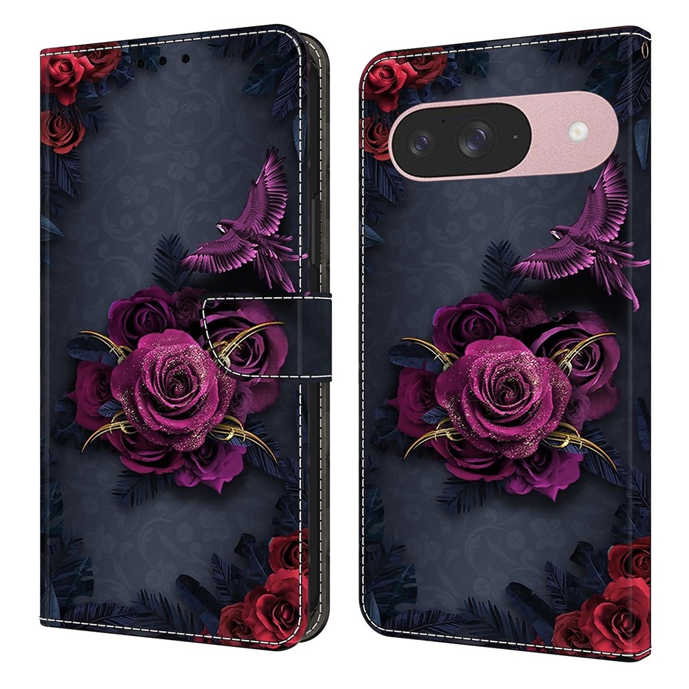 Sima könyves tok Google Pixel 10 Pro/Pixel 10 - lila virág