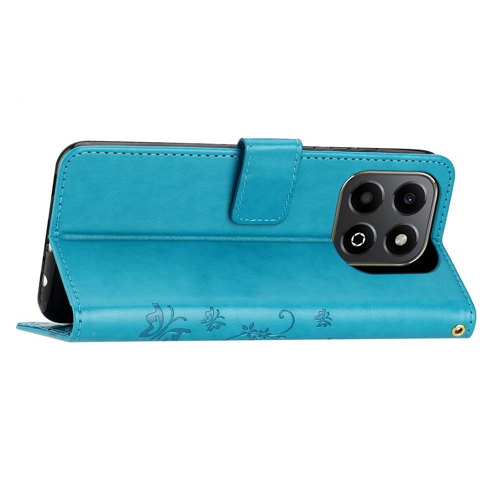 Virágok könyvtáska a Honor 200 Smart 5G-hez - kék