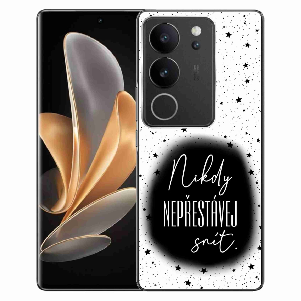 Gél borító mmCase a Vivo V29 5G-n - idézet 1 fekete-fehér háttérrel