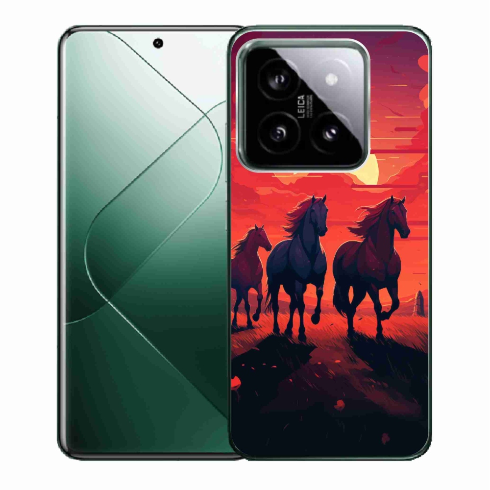 Gél borító mmCase a Xiaomi 14 - lovak és naplemente számára