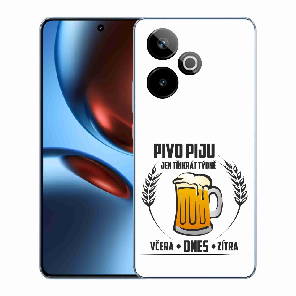 Rugalmas zselés tok mmCase képpel a Realme GT 7 5G/GT 7T 5G számára - sör motívum fehér alapon