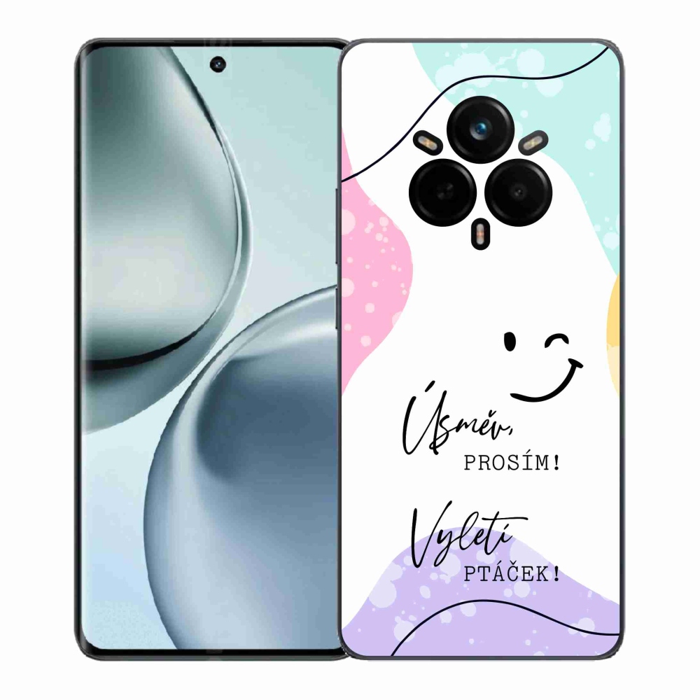 Gél borító mmCase a Realme 14 Pro+ 5G készülékhez - vicces szöveg 4 fehér háttérrel