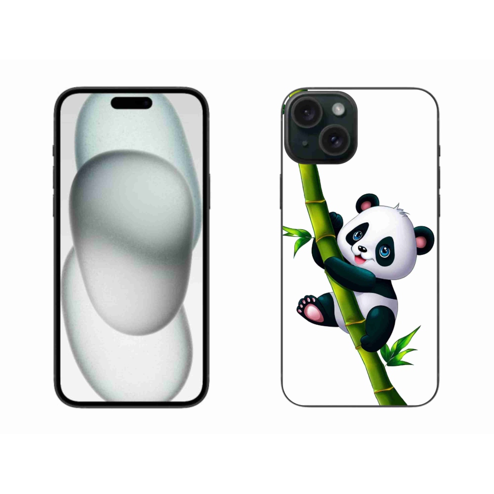 Zselés borítás mmCase iPhone 15 Plus készülékhez - panda bambuszon