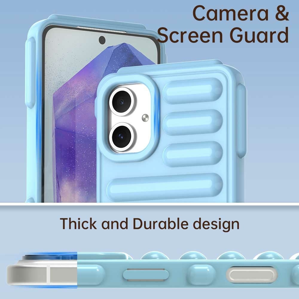 Csíkos tartós borító Samsung Galaxy A06 4G készülékhez - kék