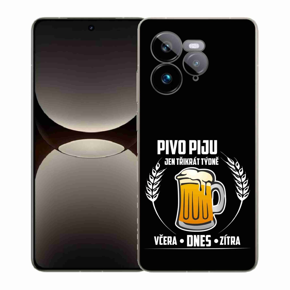 Gél borítás mmCase a Realme GT 7 Pro 5G készülékhez - sör motívum fekete háttérrel