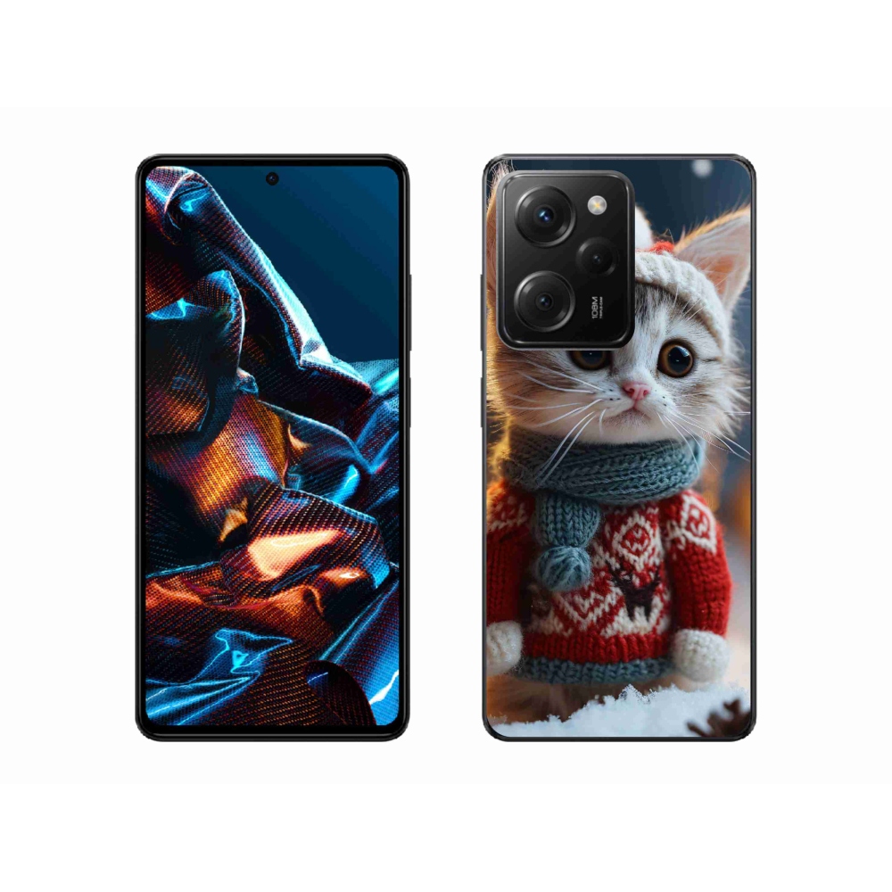 Gél borítás mmCase a Xiaomi Poco X5 Pro 5G számára - cica pulóverben
