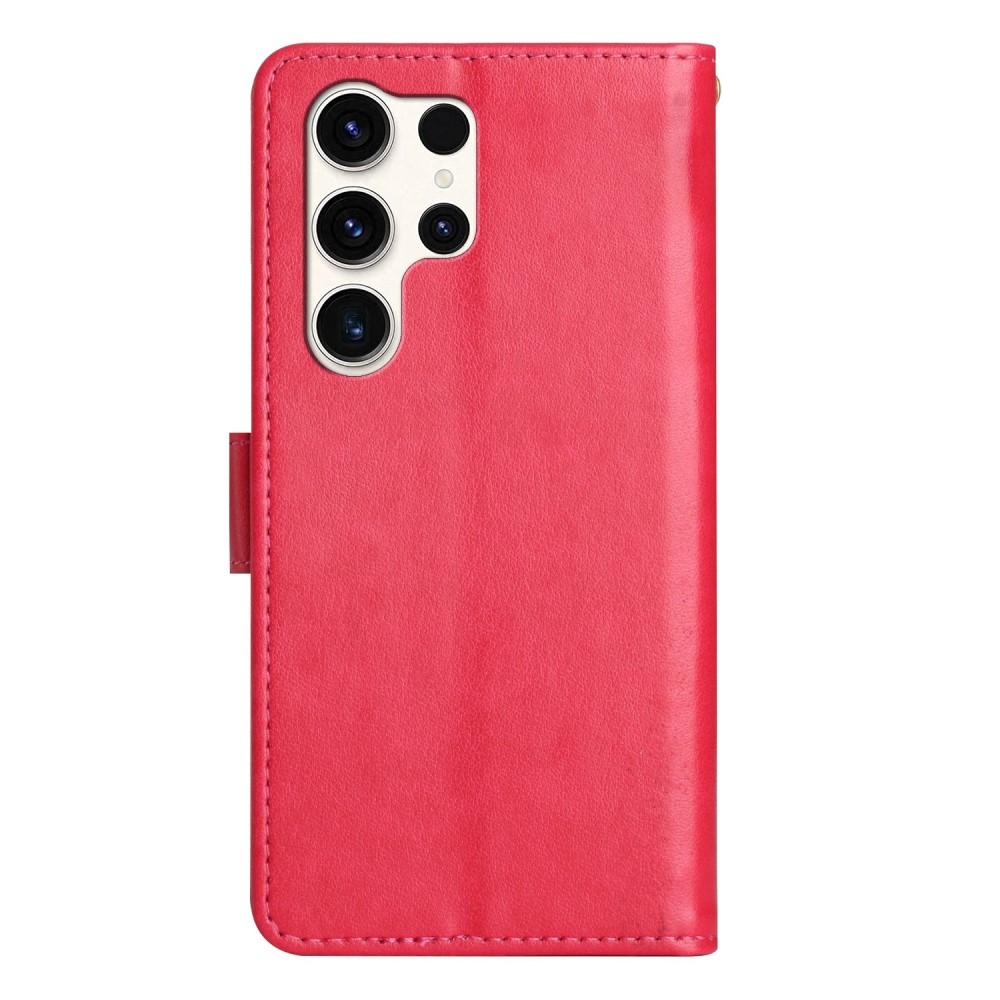 Virágok könyv tok Samsung Galaxy S25 Ultra készülékhez - piros