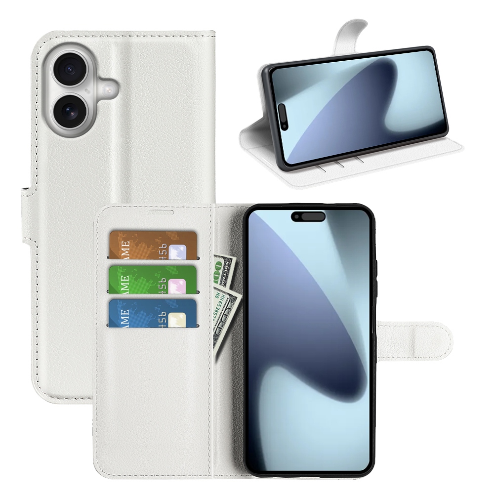 Litchi könyvtáska iPhone 17 készülékhez - fehér