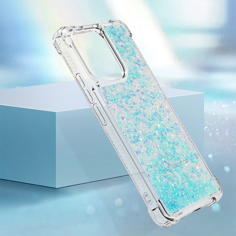 Glitter zselés homokóra tok Xiaomi Redmi Note 13-hoz - kék/csillagok
