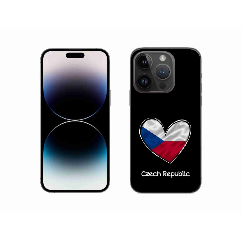 Zselés borítás mmCase iPhone 14 Pro 6.1 készülékhez - zászlós szív fekete háttérrel