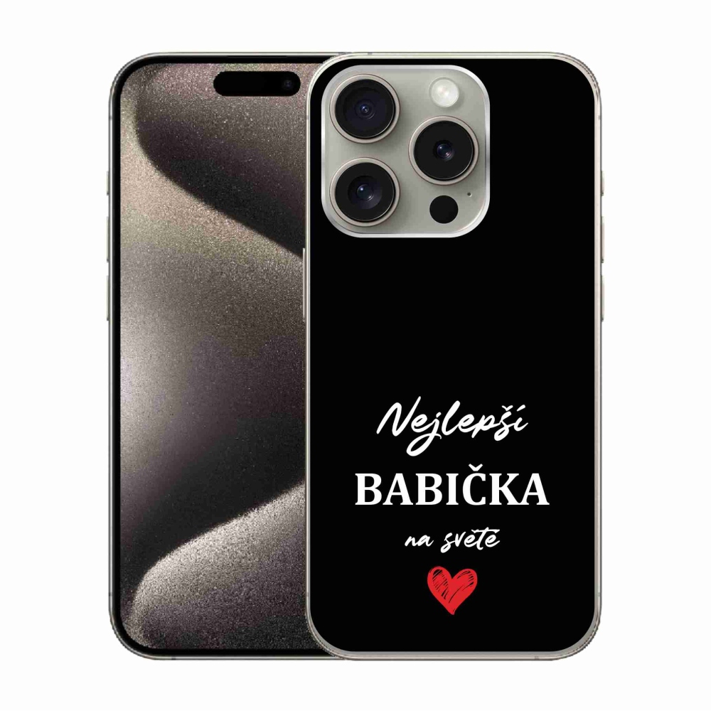 Gél borítás mmCase iPhone 15 Pro készülékhez - Best Grandma 1 fekete háttér