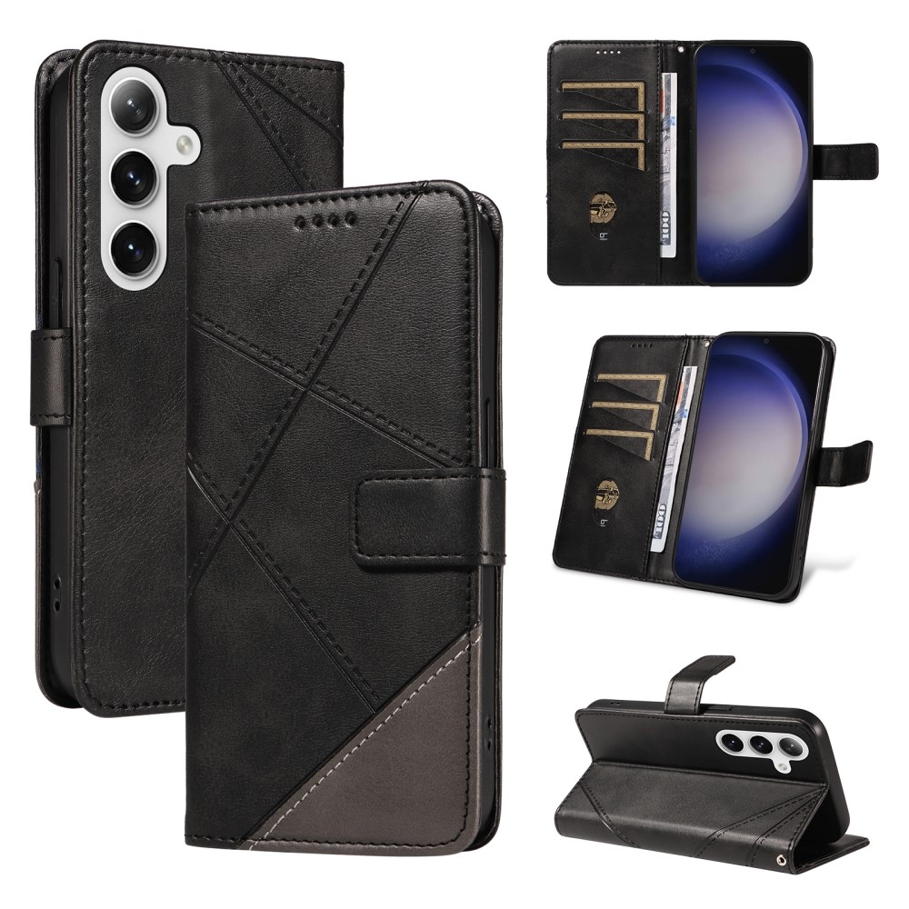 Háromszög alakú könyvtáska Samsung Galaxy S24+/S25+ készülékhez - fekete