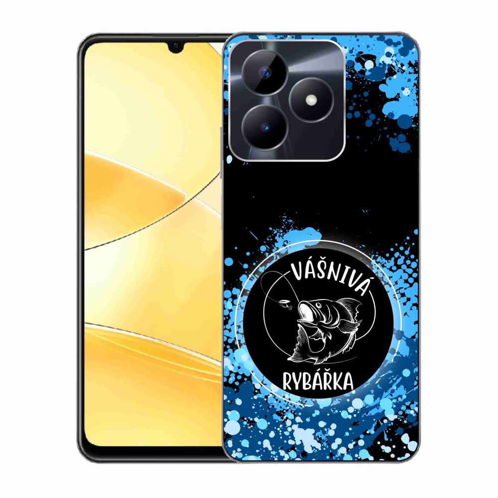 Gél borító mmCase a Realme C51/C53 készülékhez - szenvedélyes halásznő fekete háttérrel