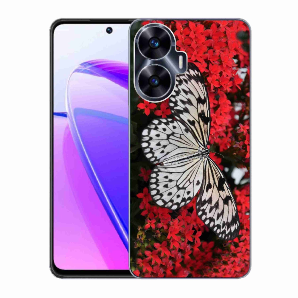 Zselés tok mmCase a Realme C55 készülékhez - fekete-fehér pillangó 1