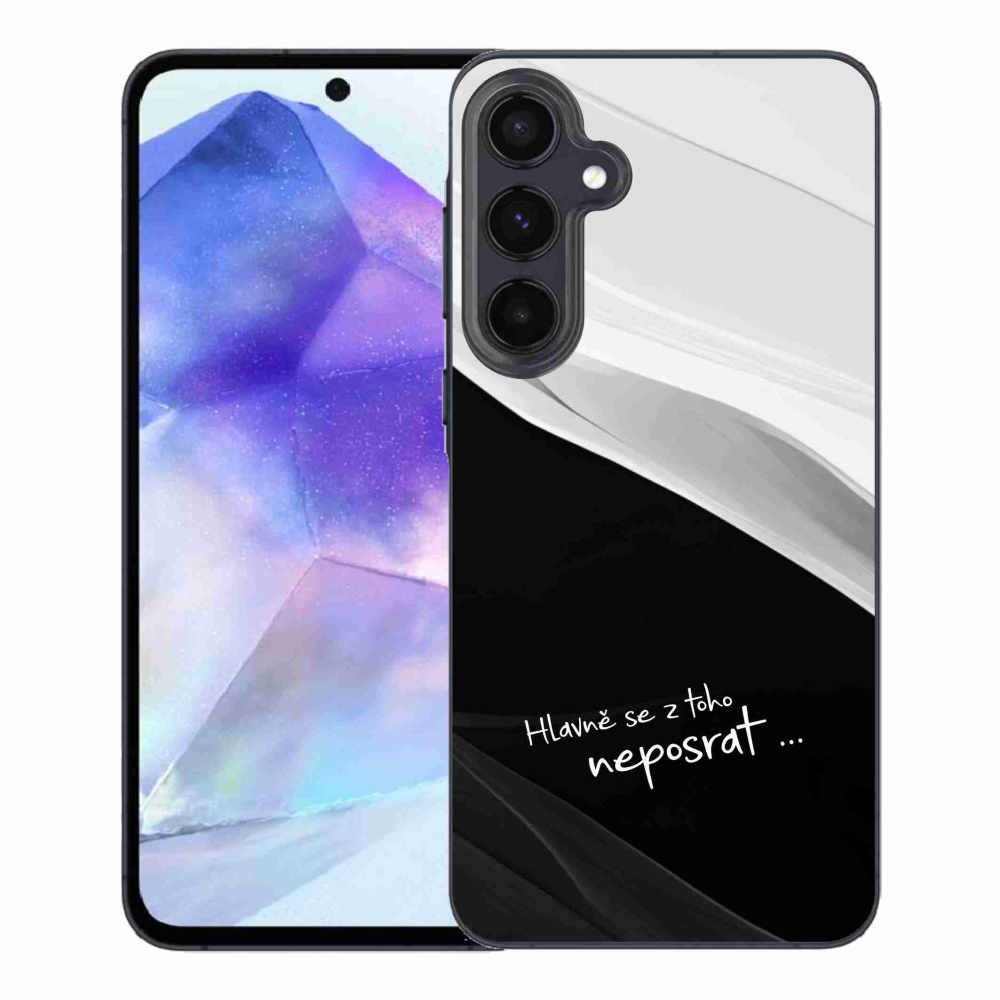 Gél borító mmCase Samsung Galaxy A55 5G - vicces szöveg 13 fekete és fehér háttérrel