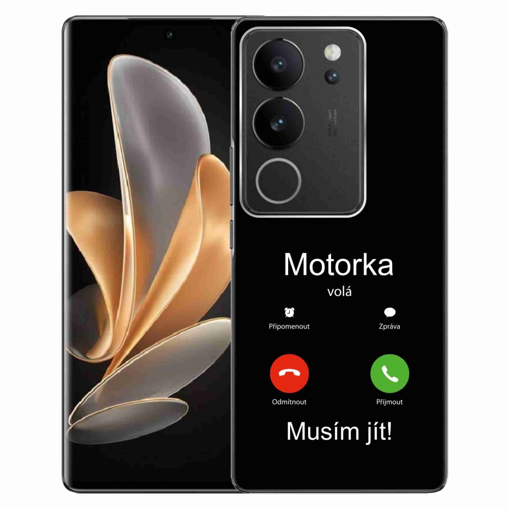 Gél borító mmCase a Vivo V29 5G-n - motoros hívások fekete háttérrel