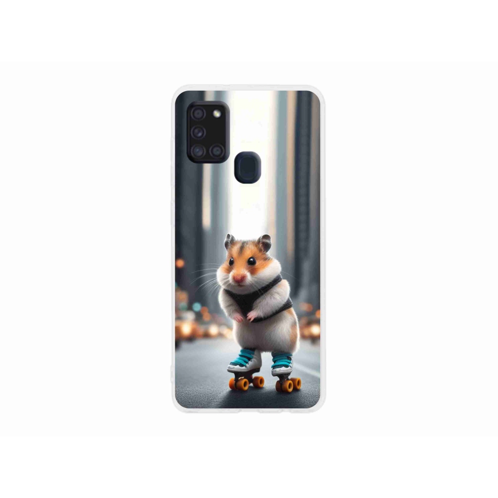 Zselés borítás mmCase Samsung Galaxy A21s készülékhez - hörcsög a korcsolyán