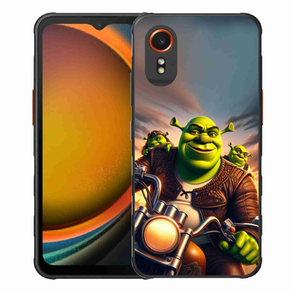 Gél borítás mmCase Samsung Galaxy Xcover 7 készülékhez - Shrek egy motorkerékpáron