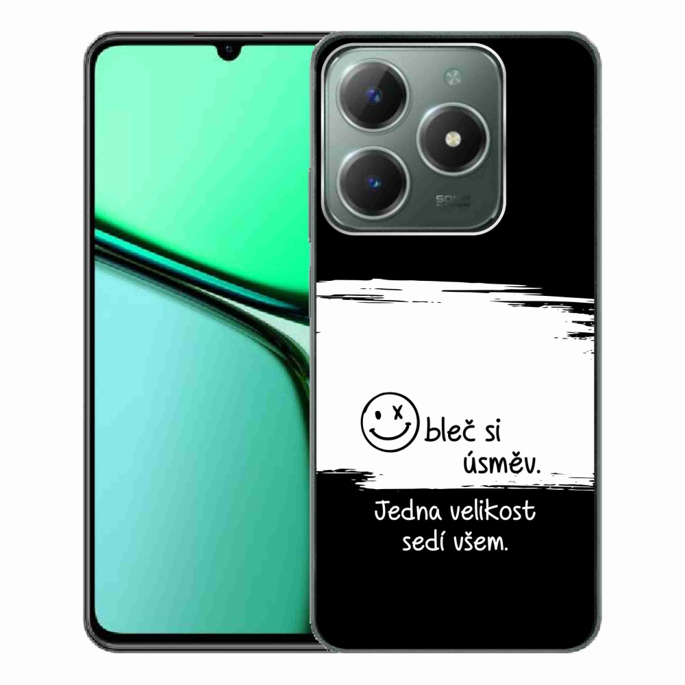 Gél borító mmCase a Realme C61 készülékhez - vicces szöveg 8 fekete és fehér háttérrel