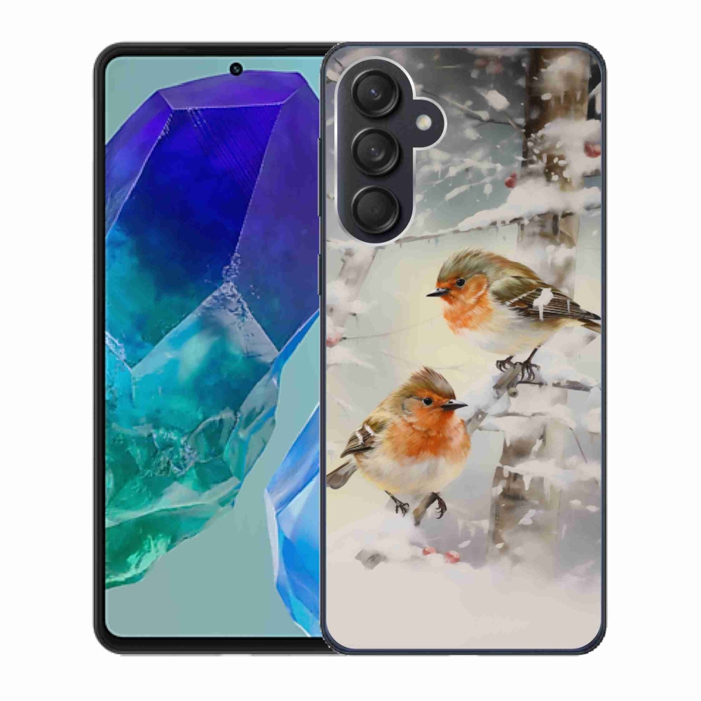 Gél borító mmCase Samsung Galaxy M55 5G - madarak télen - Samsung Galaxy M55 5G - madarak télen
