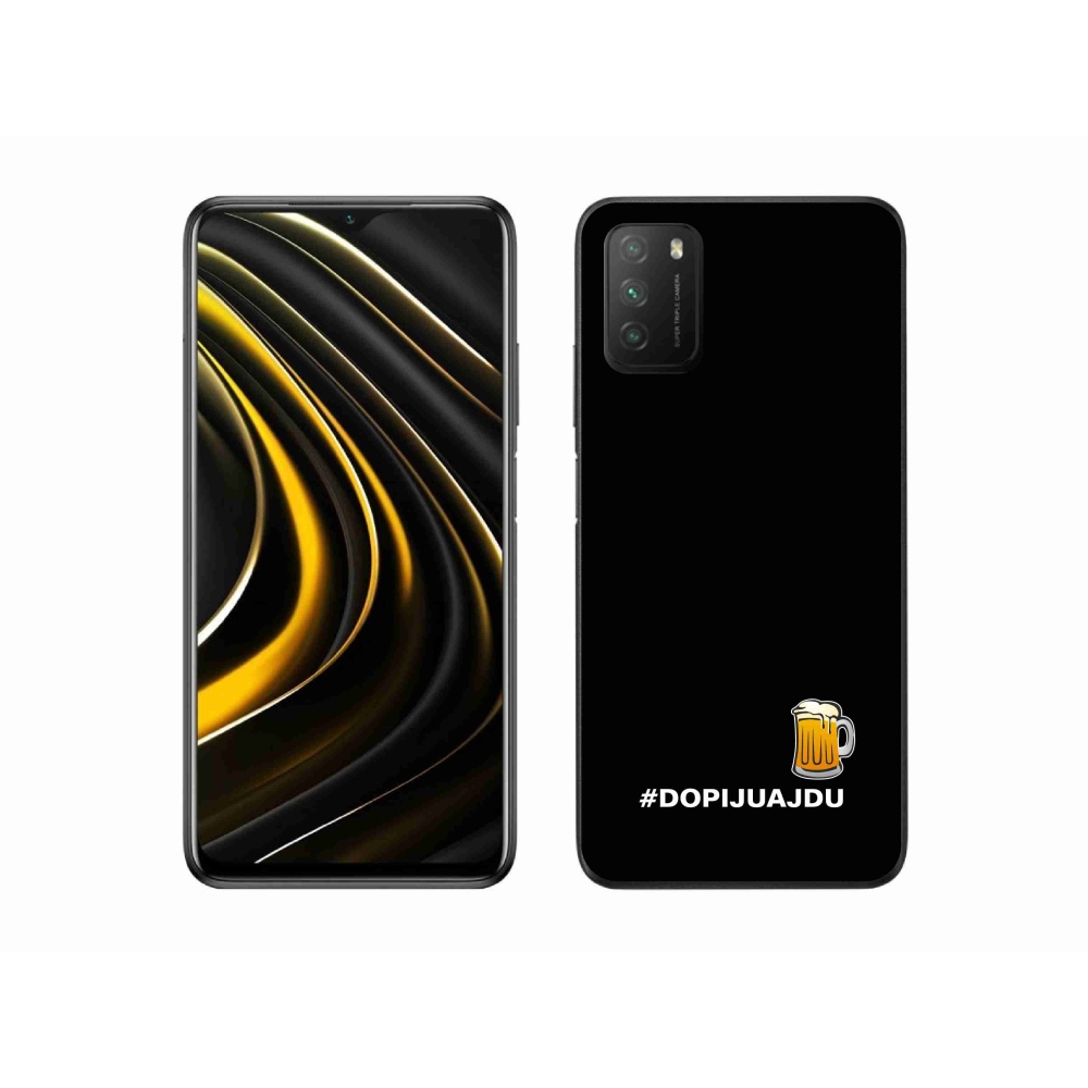 Gél borítás mmCase a Xiaomi Poco M3-hoz - sör motívum 1 fekete háttérrel
