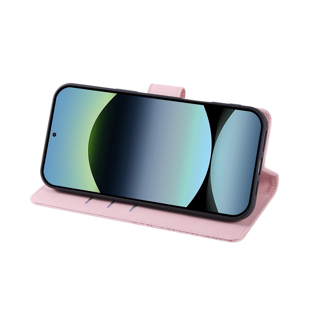 Rózsaszín könyv tok a Xiaomi Poco M7 Pro 5G/Note 14 5G számára - rózsa arany