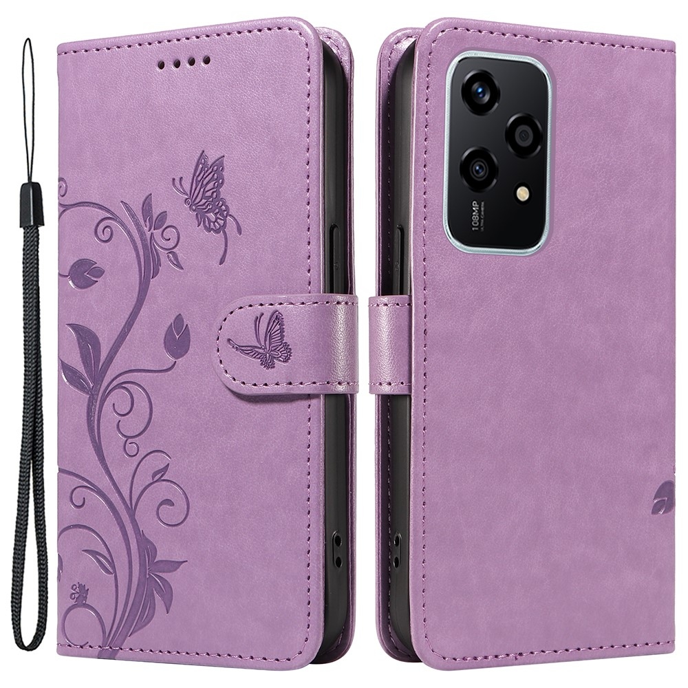 Virágok könyvtáska a Honor 200 Lite 5G számára - lila