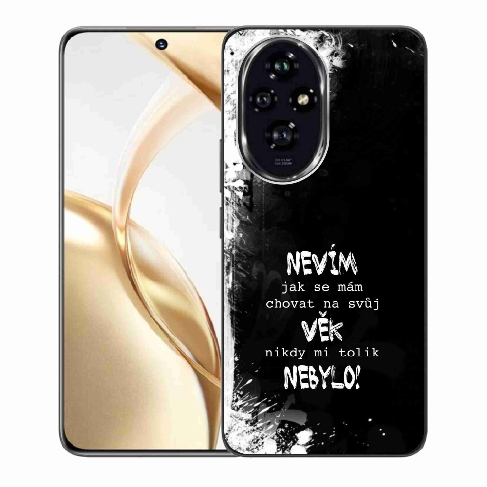 Zselés borító mmCase a Honor 200 5G készülékhez - vicces szöveg 14 fekete háttér