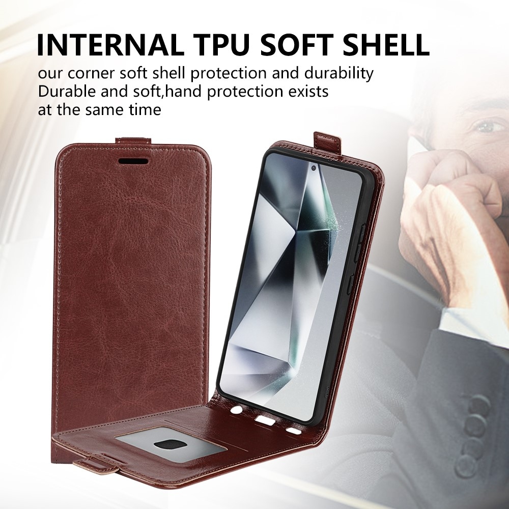 Függőleges könyvtáska Samsung Galaxy S25 Ultra készülékhez - barna