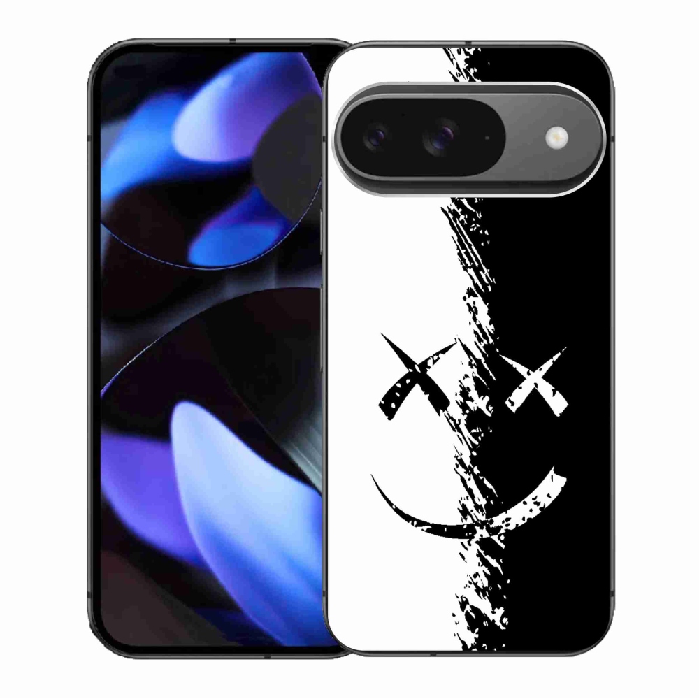 Zselés borítás mmCase a Google Pixel 9/9 Pro számára - fekete-fehér mosolygó