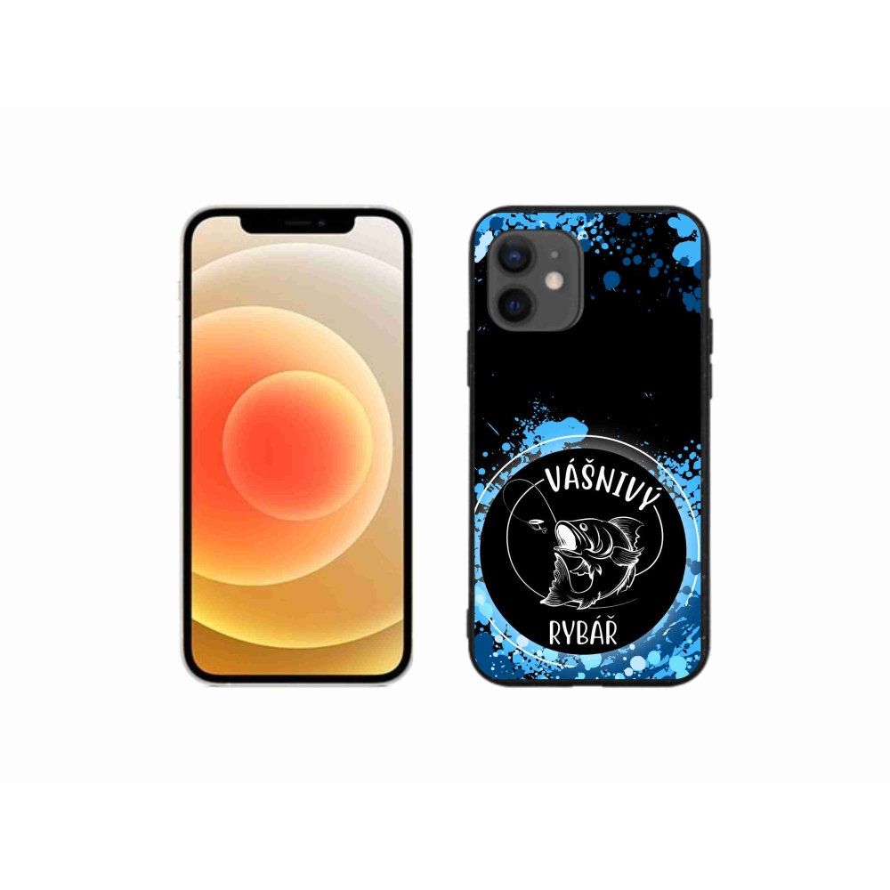 Gél borítás mmCase iPhone 12 mini készülékhez - szenvedélyes halász fekete háttérrel