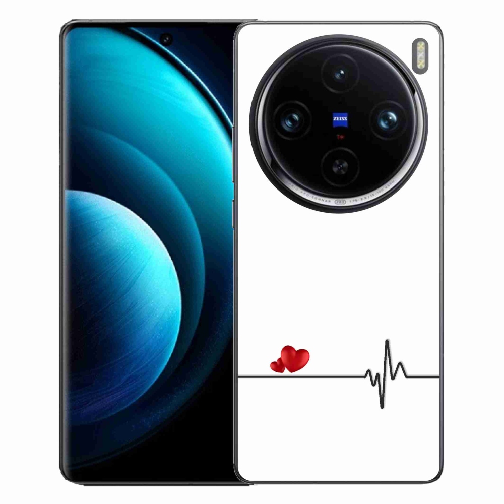 Gél borító mmCase a Vivo X100 Pro 5G-n - szív és szívverés fehér háttérrel