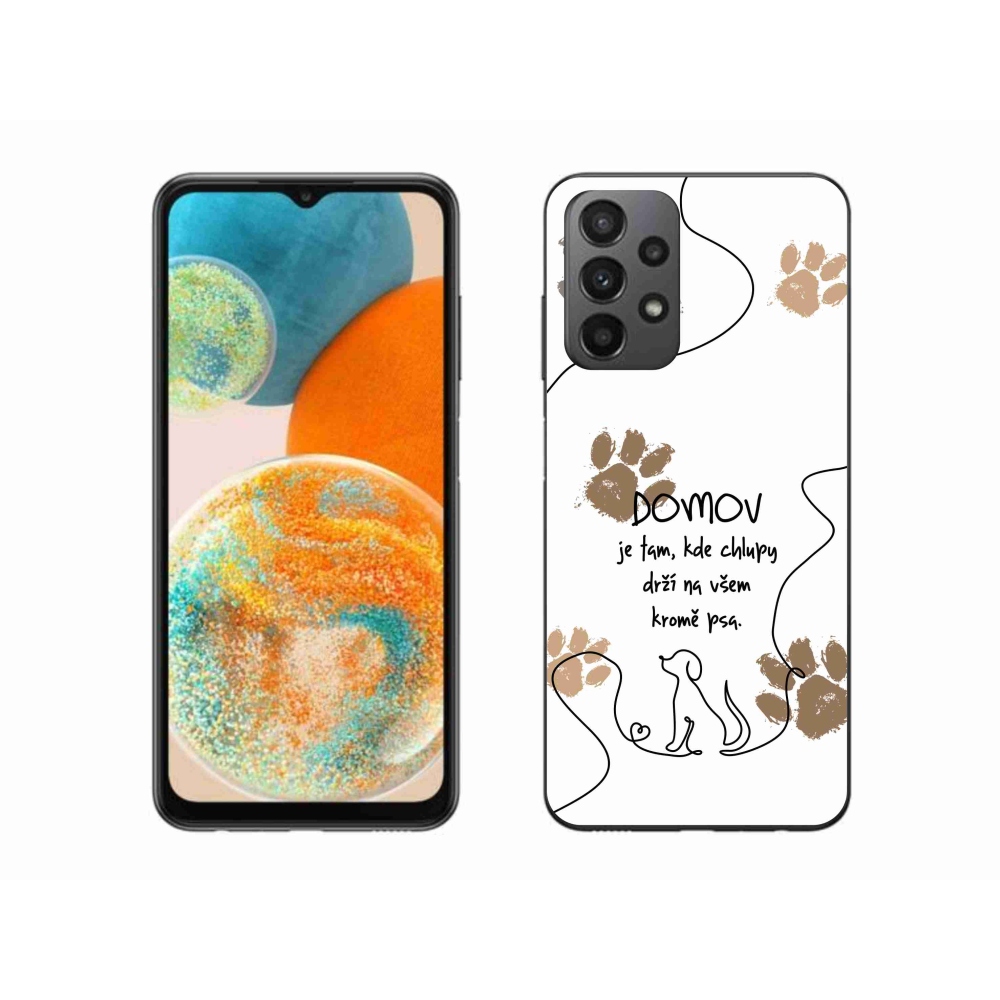 Gél borítás mmCase Samsung Galaxy A23 4G/5G készülékhez - kutya motívum fehér háttérrel