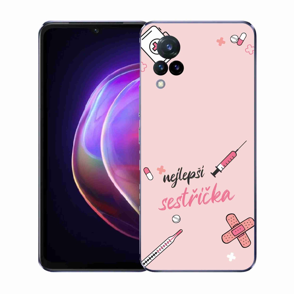 Gél borító mmCase a Vivo V21 4G/5G-n - a legjobb kishúg rózsaszín háttérrel