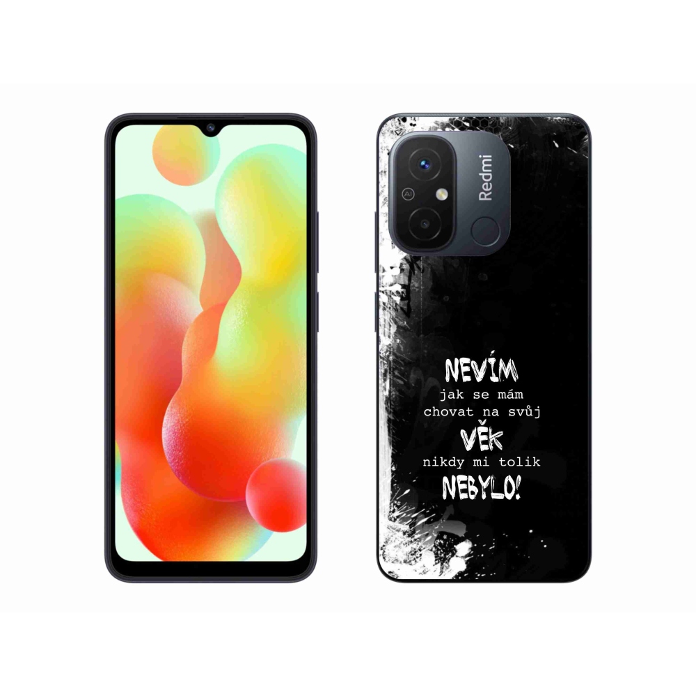 Gél borító mmCase a Xiaomi Redmi 12C-hez - vicces szöveg 14 fekete háttérrel