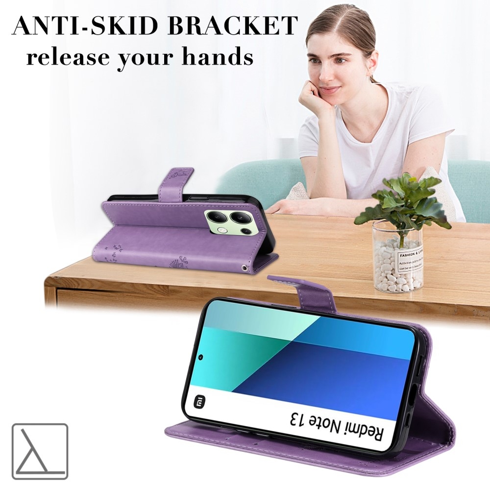 Fák könyv tok Xiaomi Redmi Note 13-hoz - világos lila