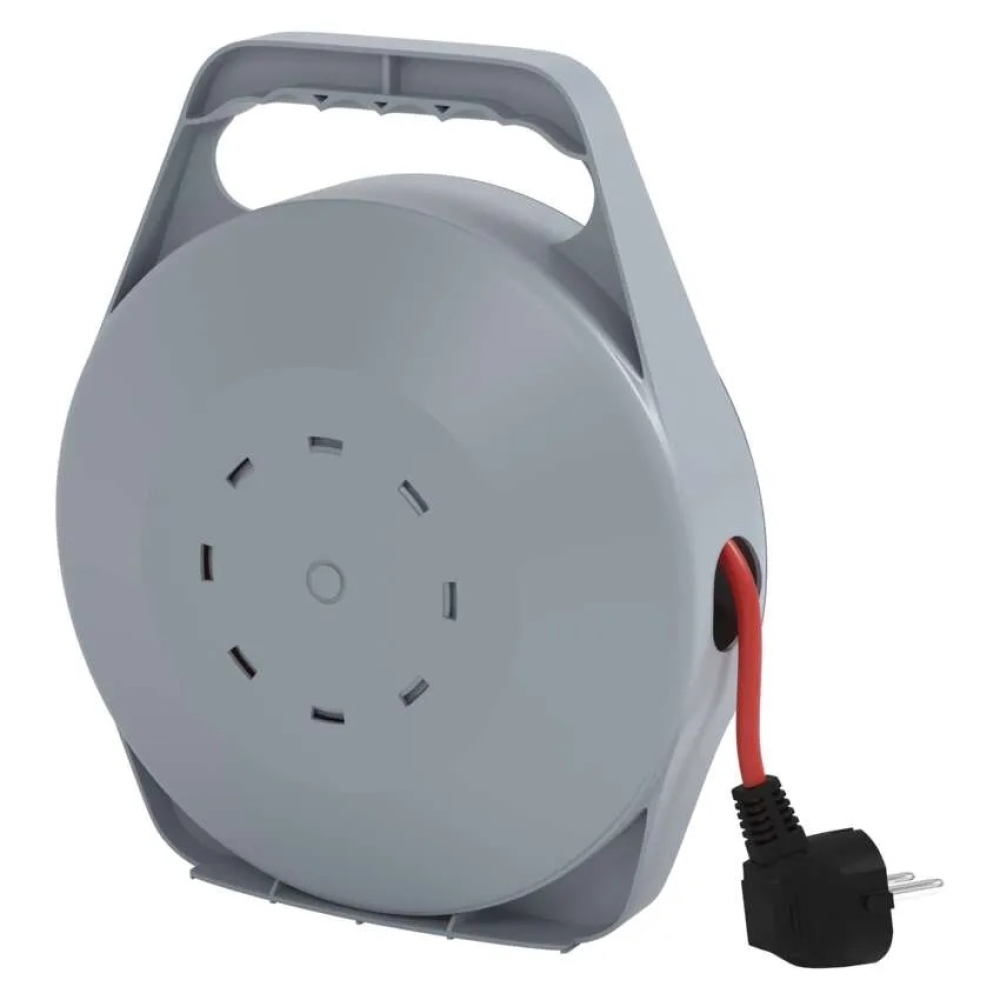 Hosszabbító kábel dobon 10 m / 4 aljzat / piros / PVC / 230 V / 1 mm2