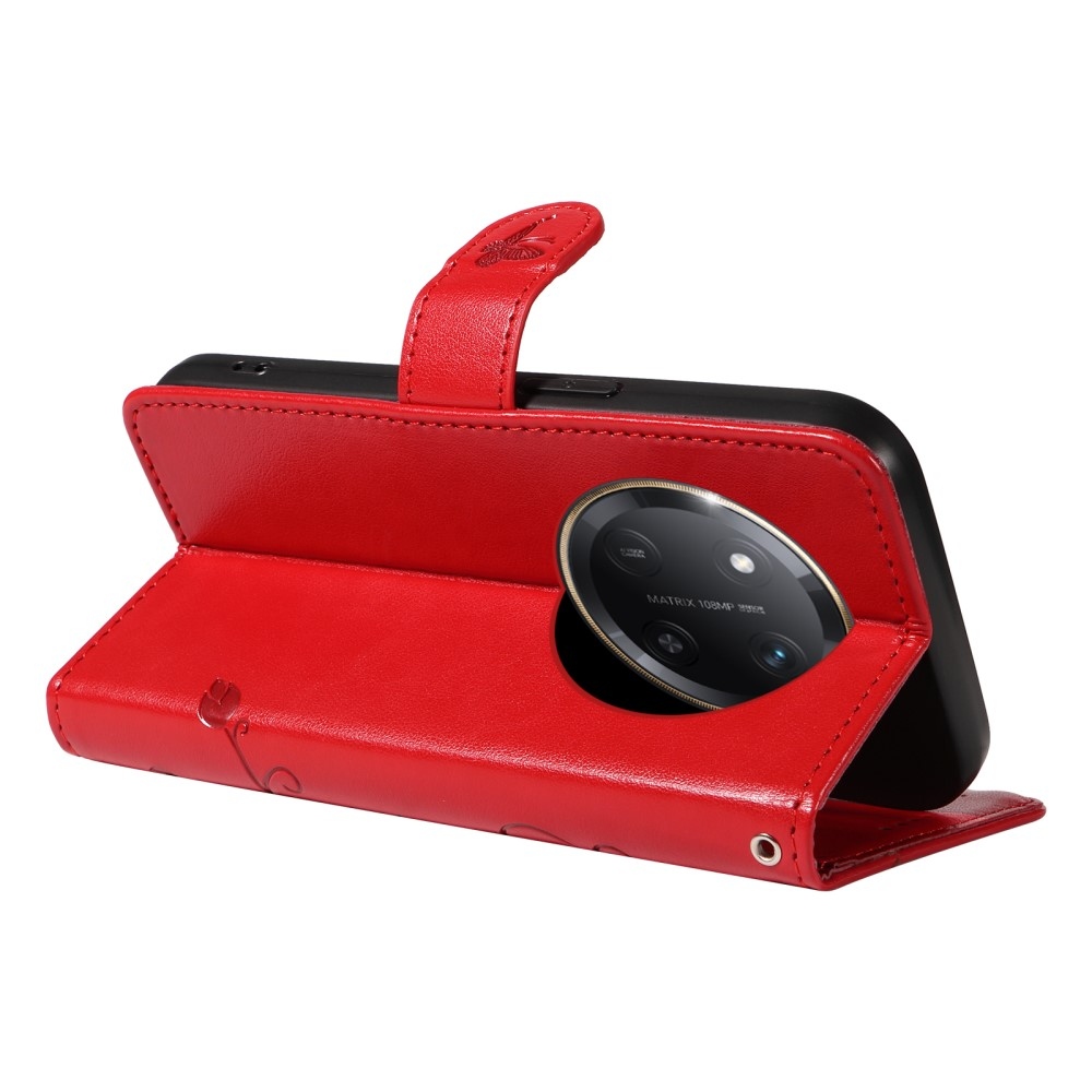 Virágok könyv tok a Honor Magic 7 Lite 5G-hez - piros