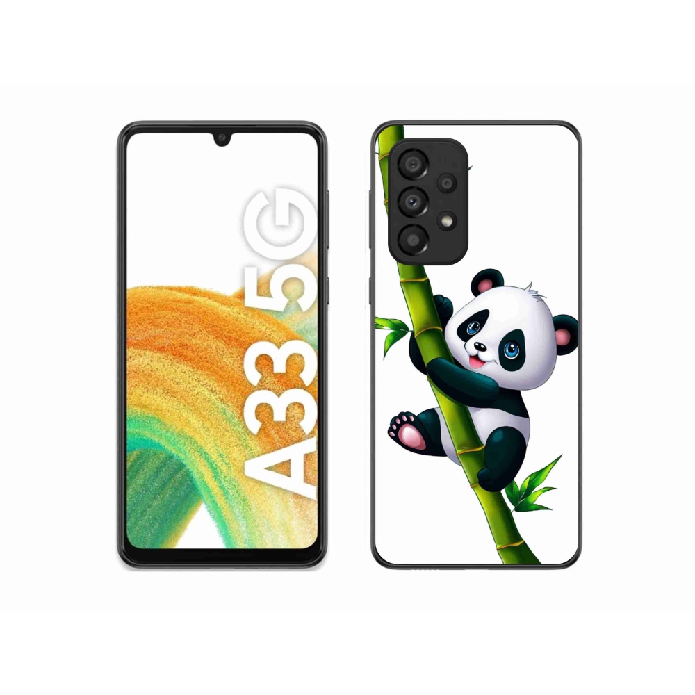 Gél borítás mmCase Samsung Galaxy A33 5G - panda a bambuszon - Samsung Galaxy A33 5G számára