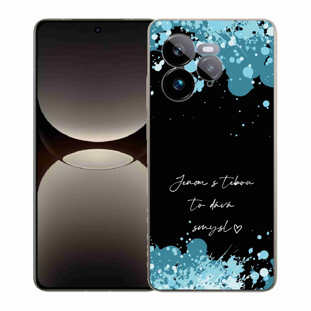 Gél borító mmCase a Realme GT 7 Pro 5G-n - szerelmes szöveg fekete háttérrel