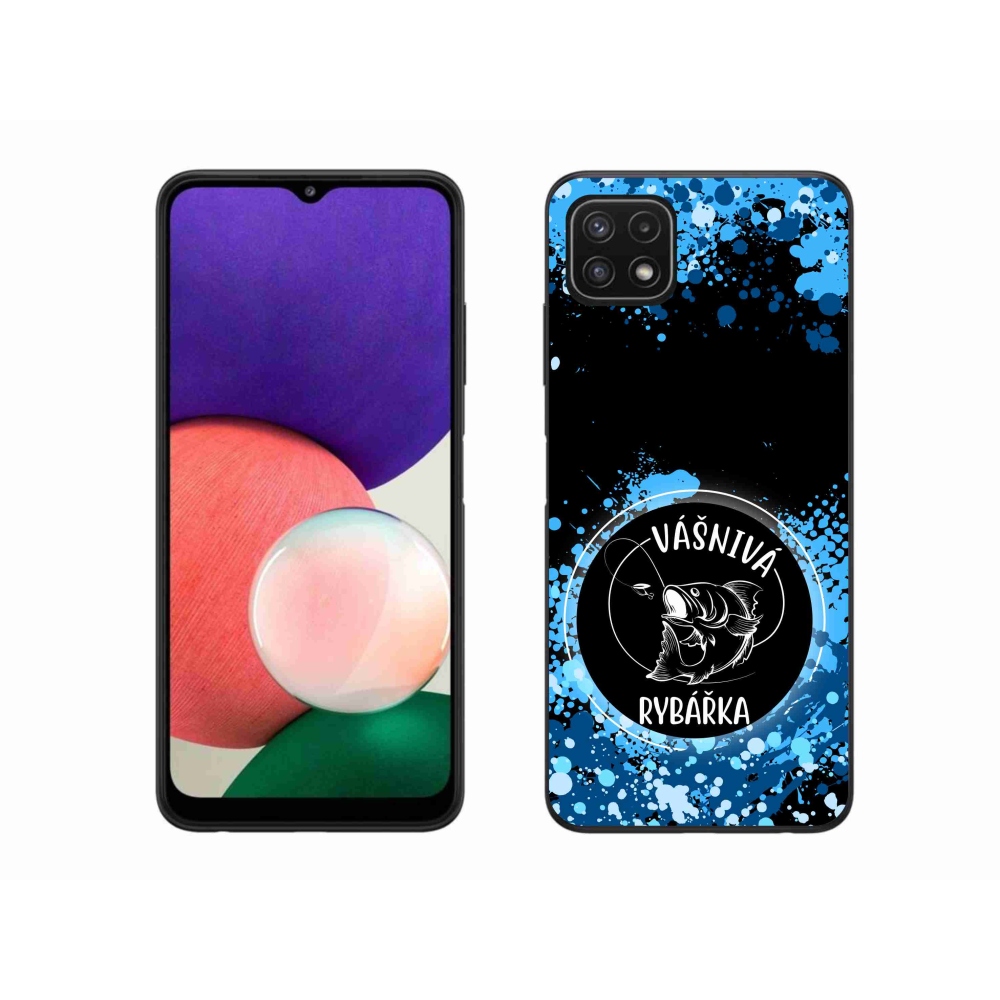 Gél borító mmCase Samsung Galaxy A22 5G - szenvedélyes halásznő fekete háttérrel