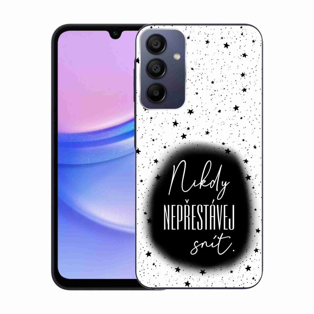 Gél borítás mmCase Samsung Galaxy A15 4G/5G - idézet 1 fekete és fehér háttérrel