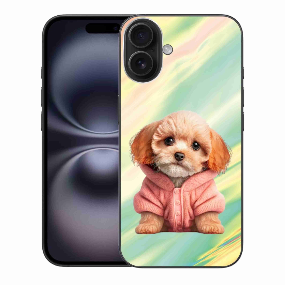 Zselés borítás mmCase iPhone 16 Plus készülékhez - pulóveres kiskutya